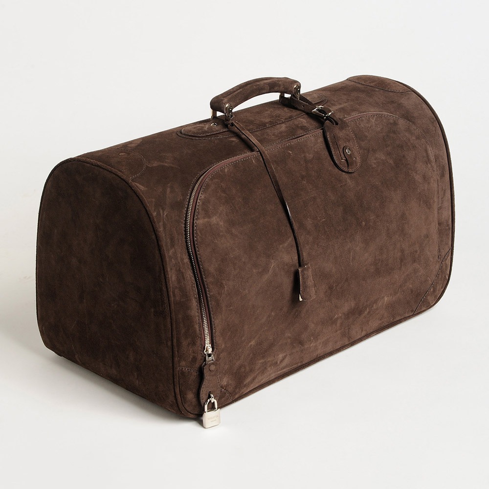 Valigia arcata in vitellone scamosciato